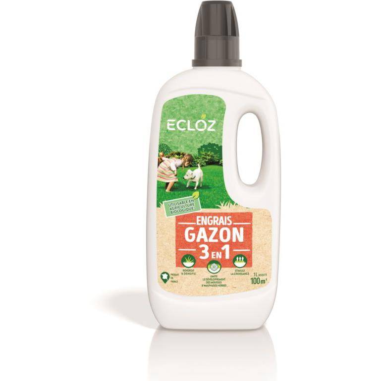 Ecloz - Engrais gazon reverdissant - Mousses mauvaise herbe 100m²