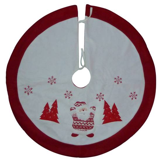 Jupe sapin Pèe Noël sapins 92cm blanc/rouge