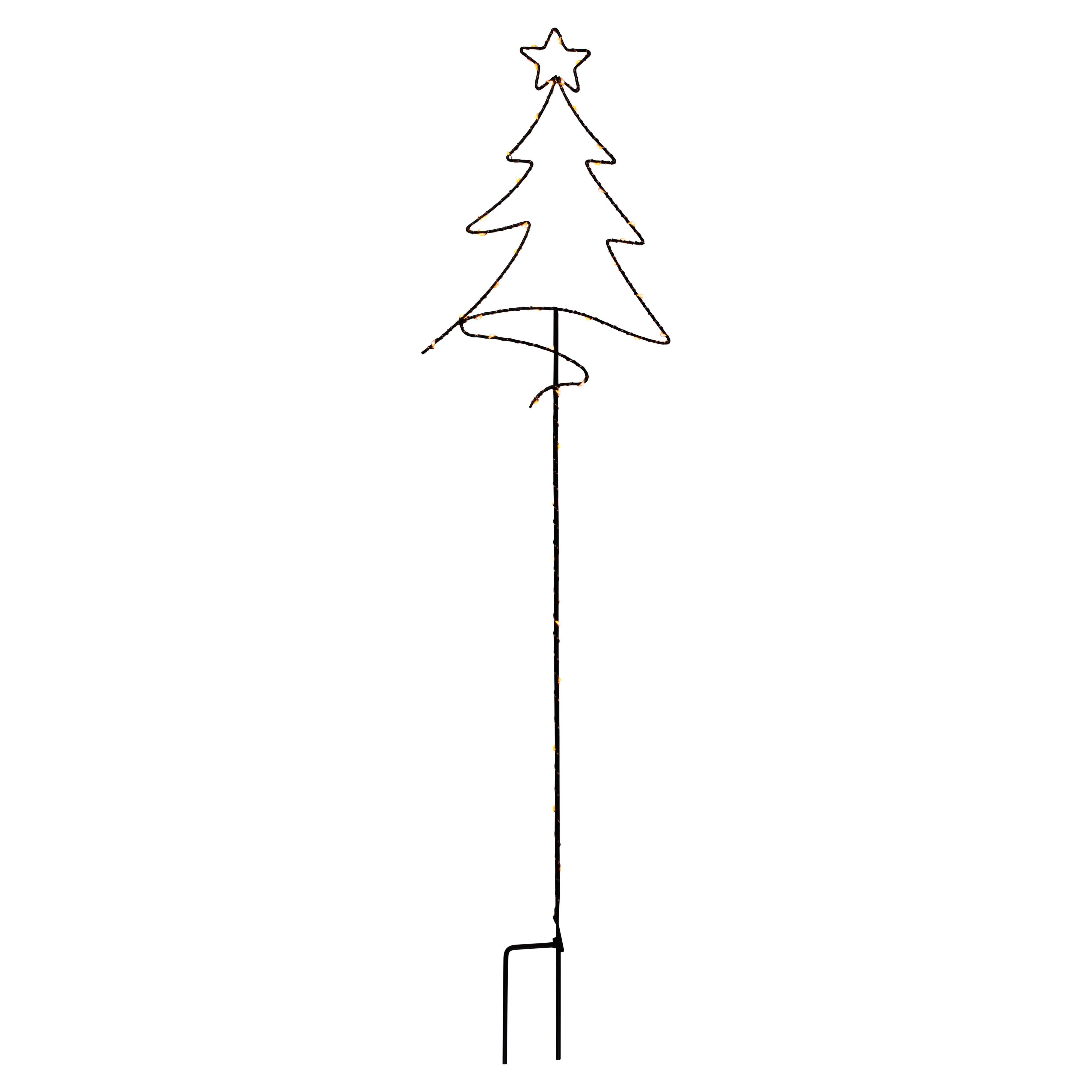 Peha - Pique de jardin forme sapin 24x100cm LED sur pile minuteur ext