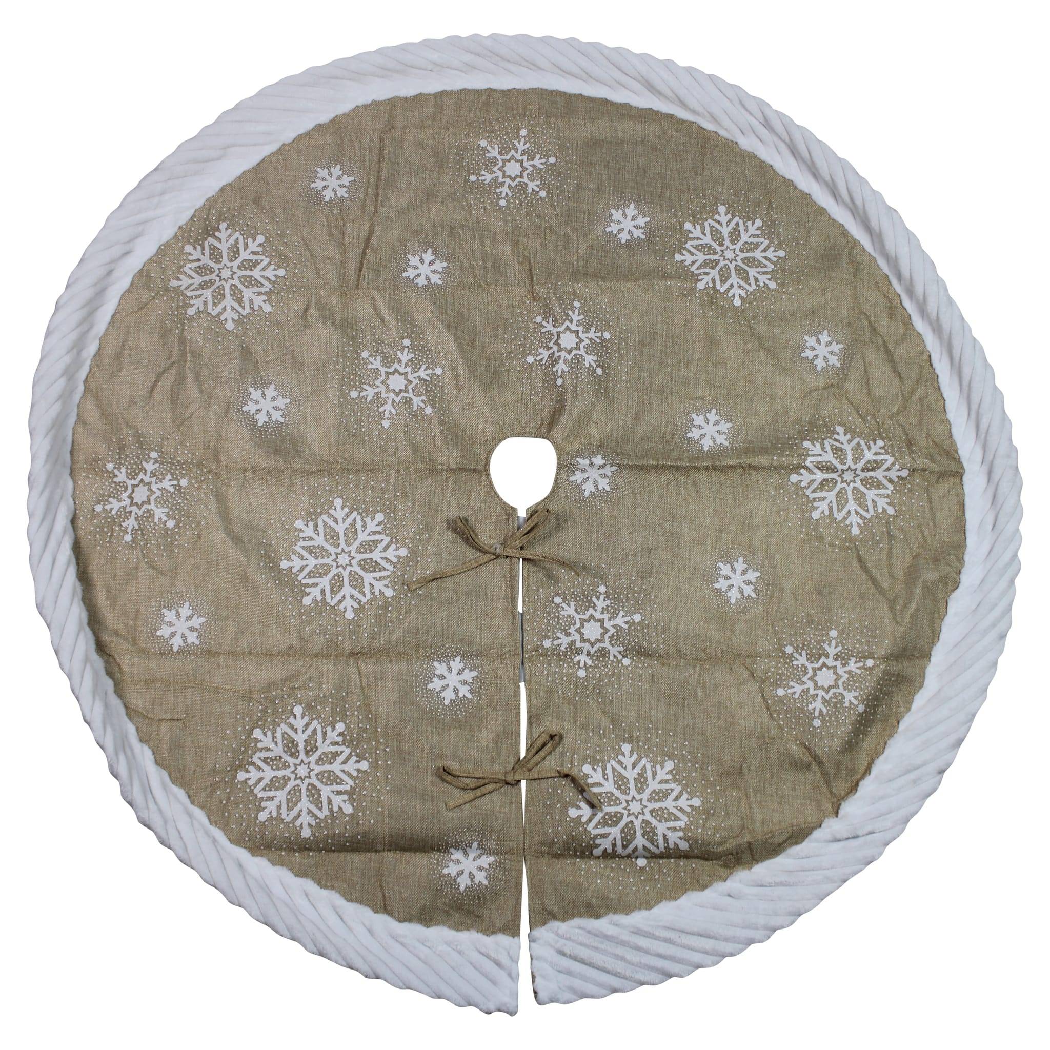 Peha - Jupe de sapin flocon 120cm beige blanc