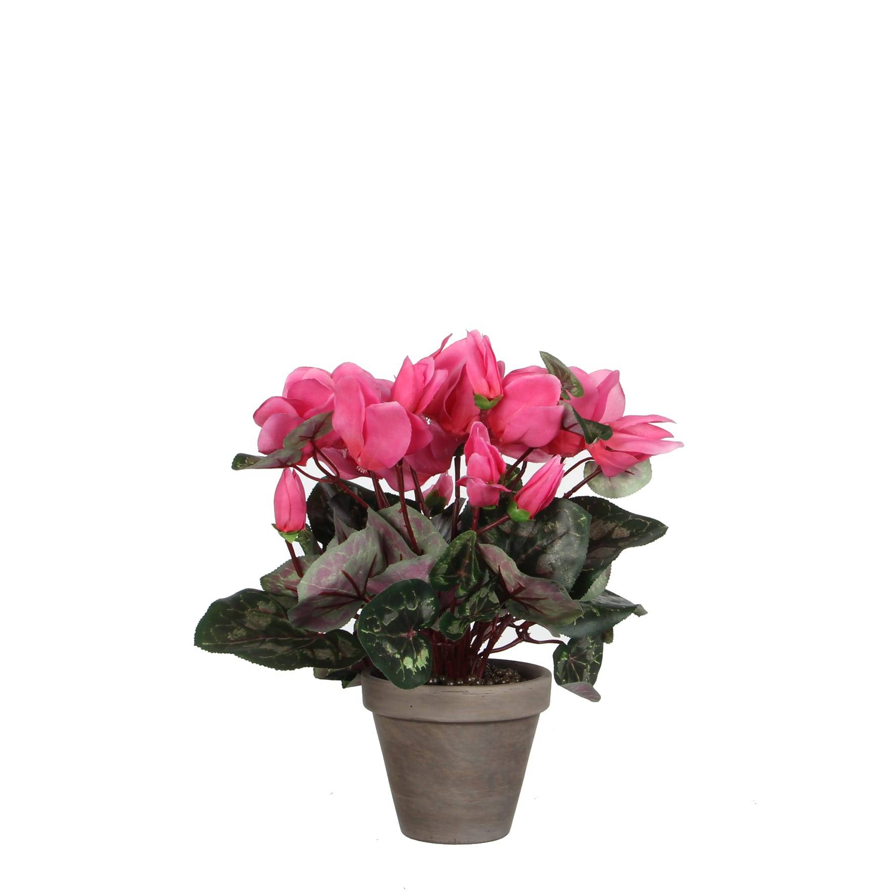 Cyclamen artificiel textile rose clair Ø 30 x H 30 cm en pot Ø 11,5 cm - MICA