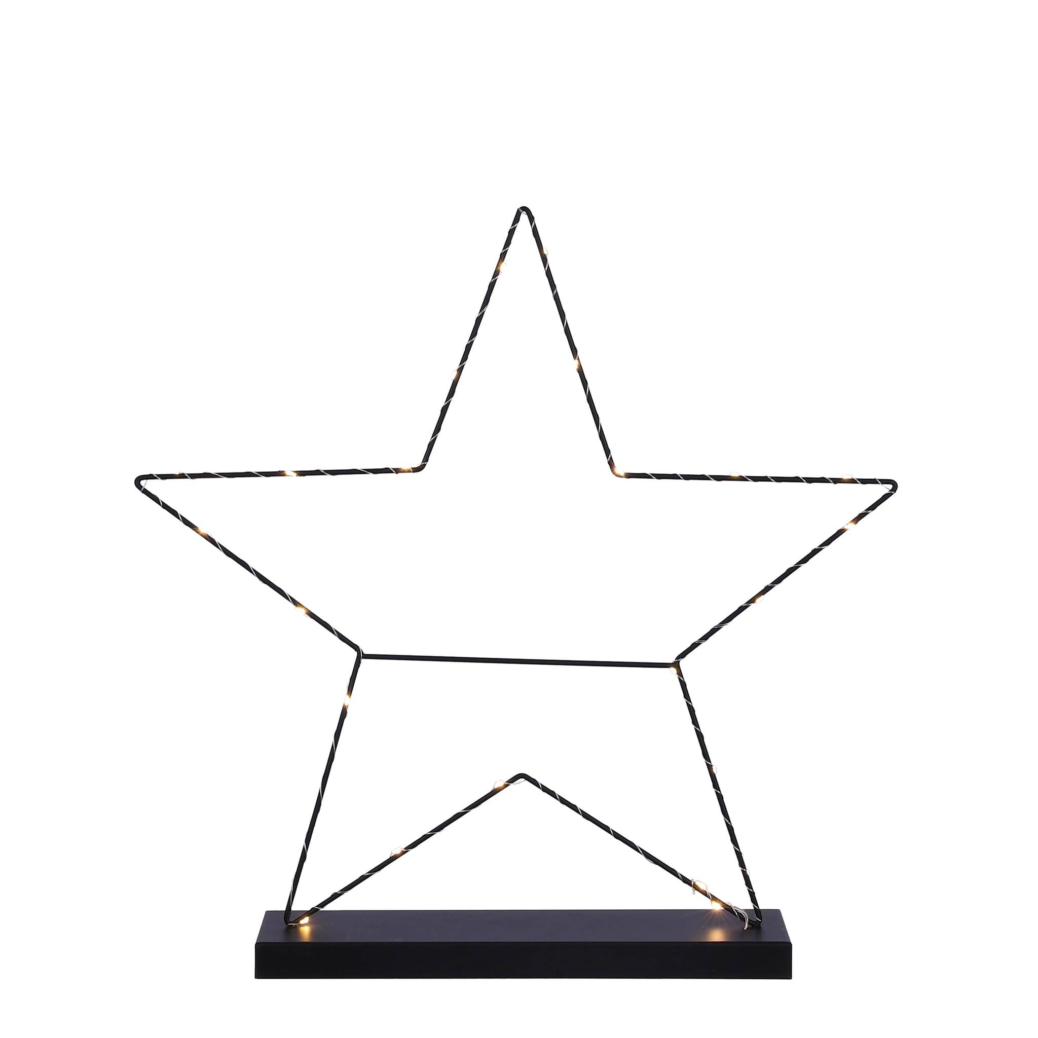Deco estrella negra 25 led a pilas -hierro-Negro- b9xd55cm - Imagen 1