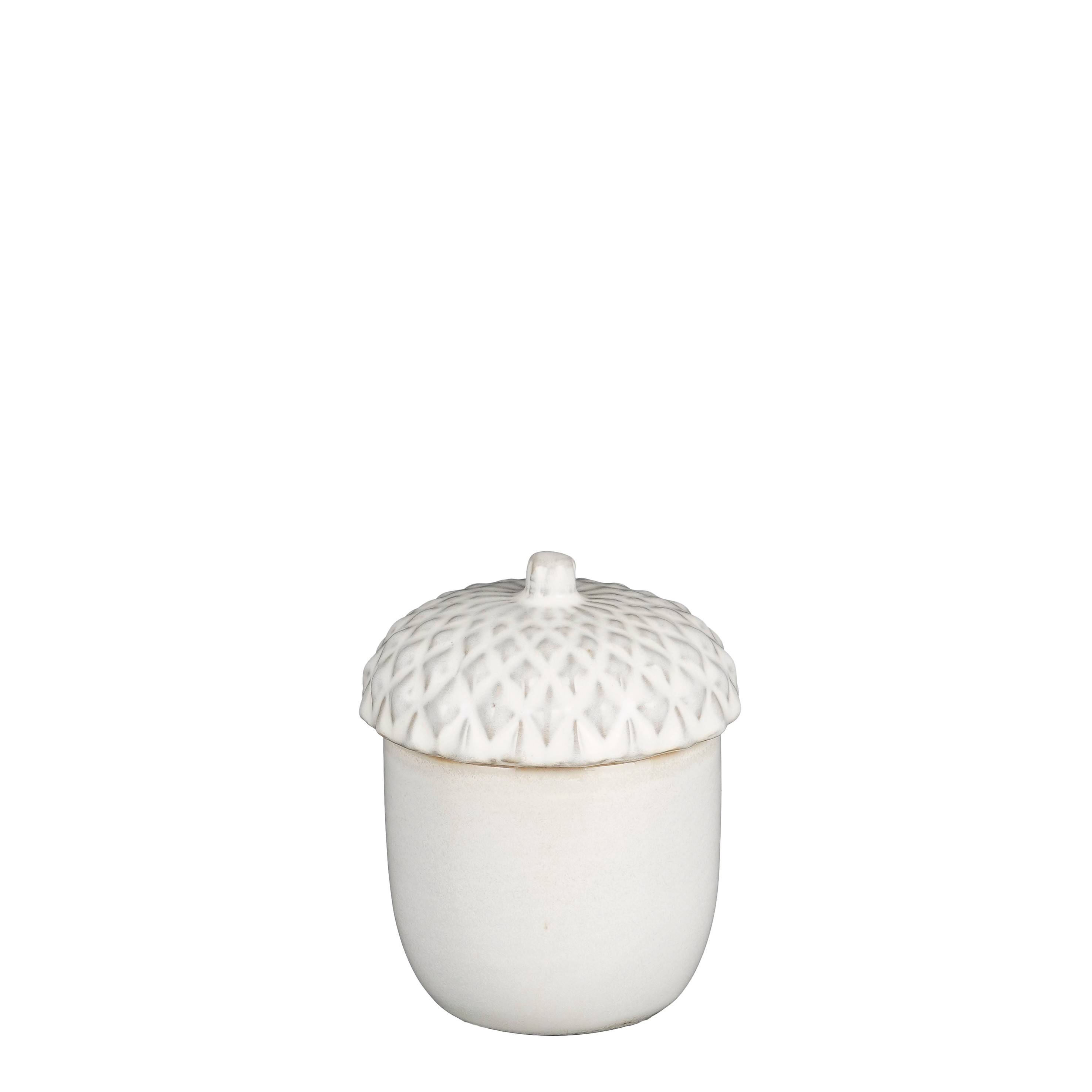 Bougie pomme de pin gris -porcelaine-Gris- l8,5xb8,5xh11cm
