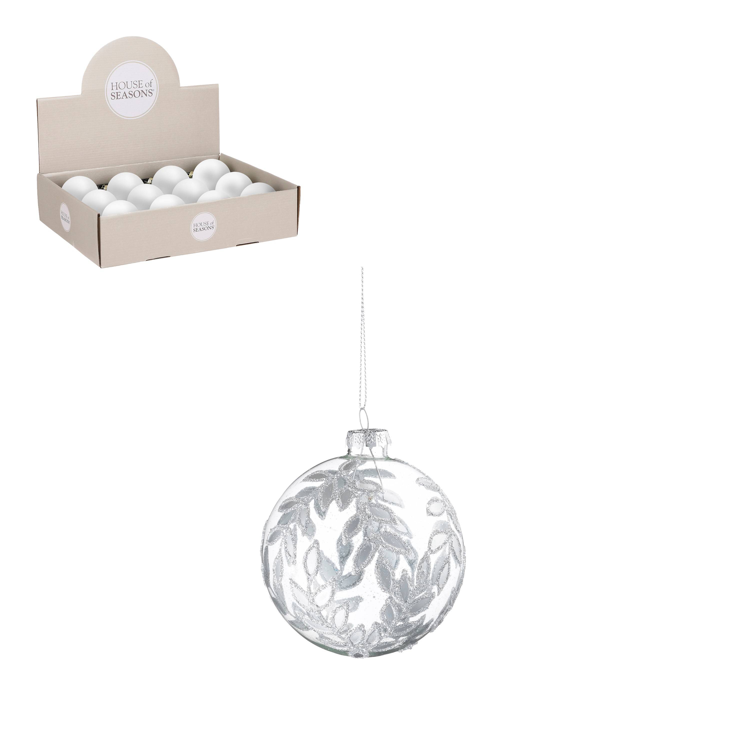 Boule verre argent display -verre-Argent- d8cm