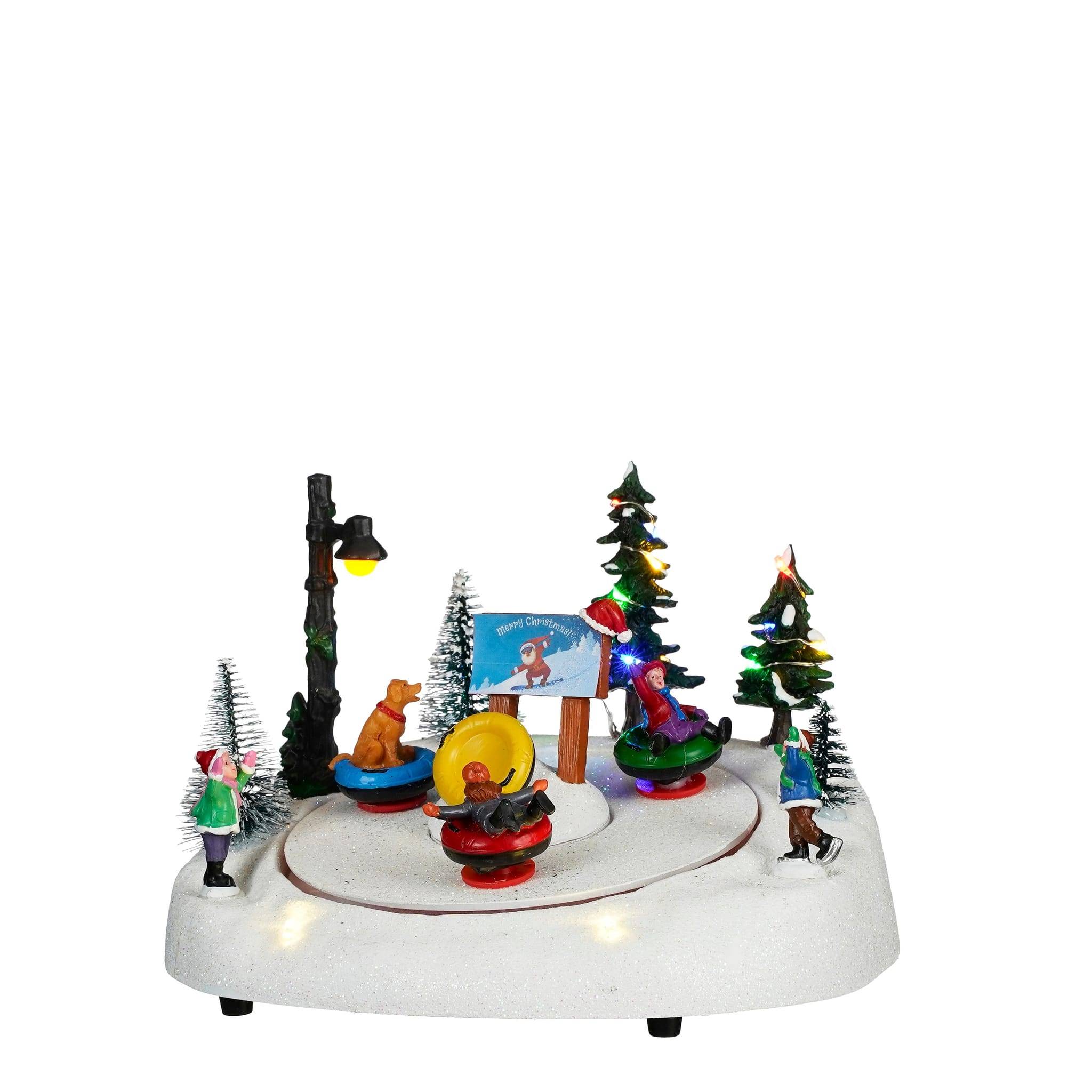 Scene noel Fonc.sur batt -polystyrene-Multicol- l20,5xb19xh14cm