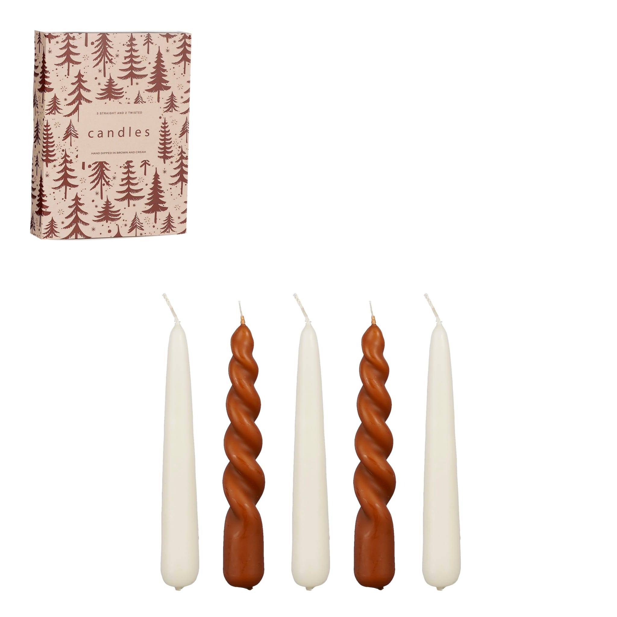 Bougie creme 5 pieces -paraffine-Creme- h15xd2,5cm