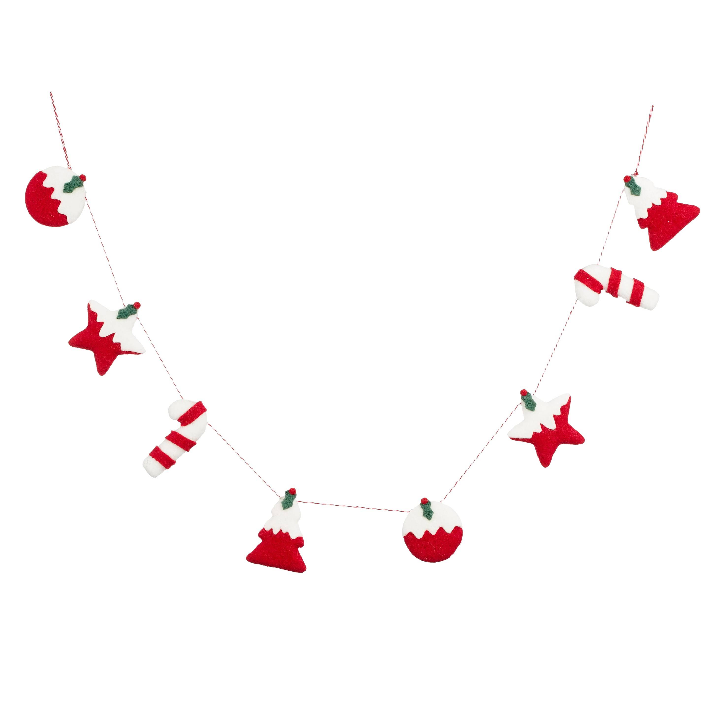 Guirlande noel rouge -feutre-Rouge- l140cm