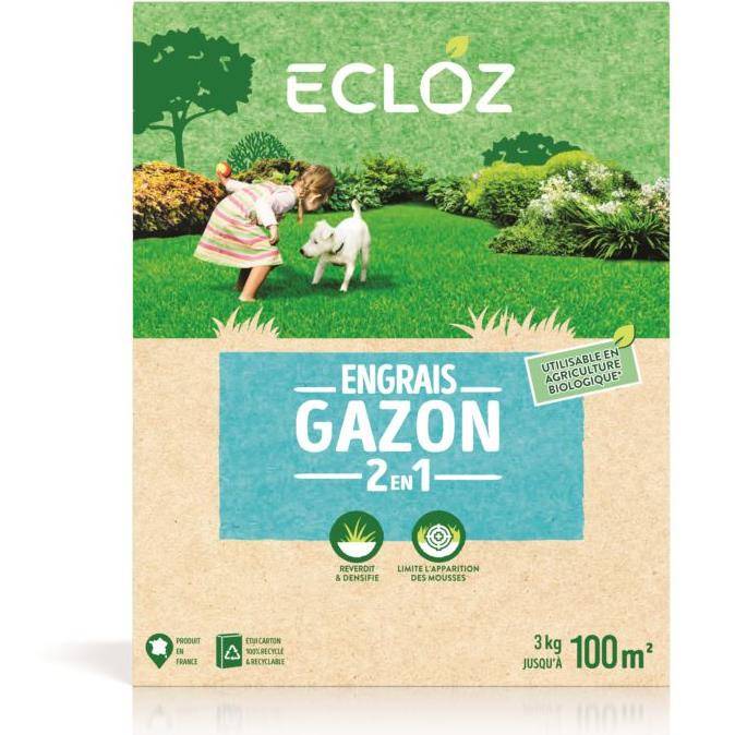 Ecloz - Engrais gazon 2 en 1 qui limite apparition mousse Ecloz 100 m² - Imagen 2