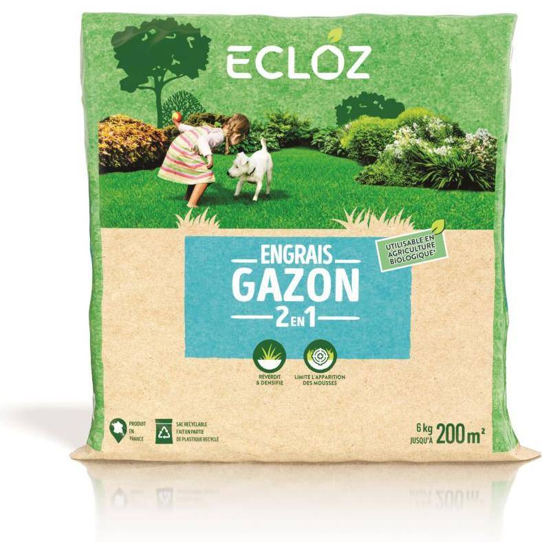 Ecloz - Ecloz - Engrais gazon 2 en 1 limite apparition mousse 200 m²