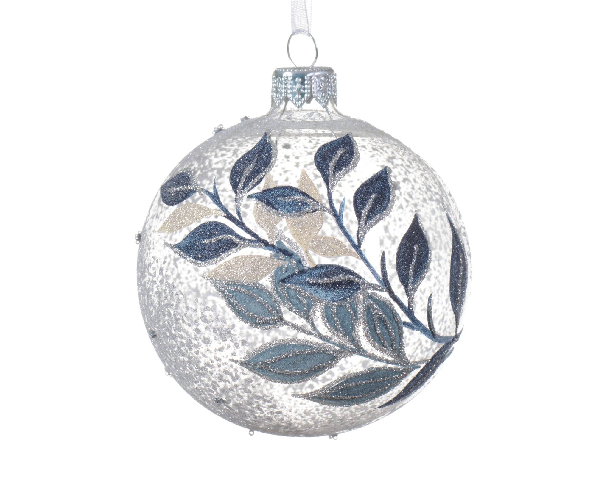 Boule verre branche avec feuilles