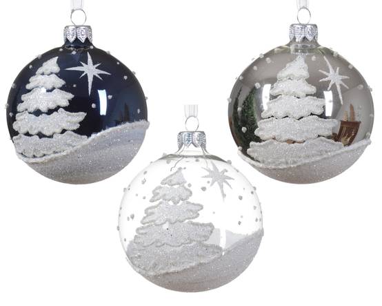 Boule verre sapins neige
