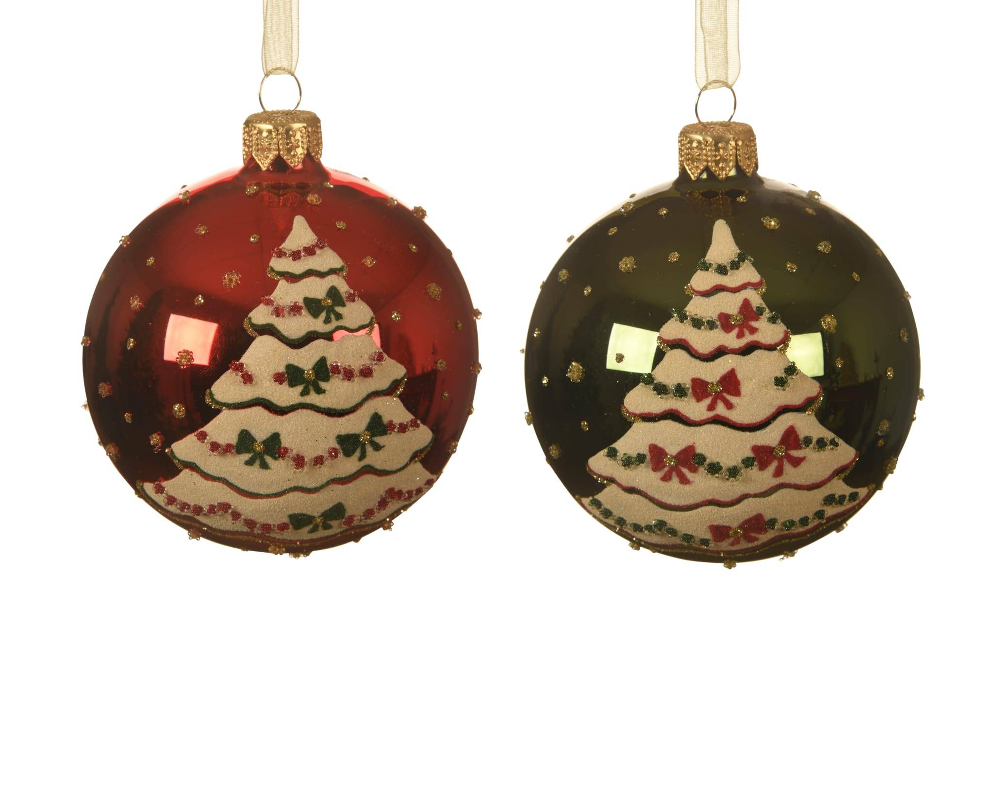 Boule verre sapin avec noeud