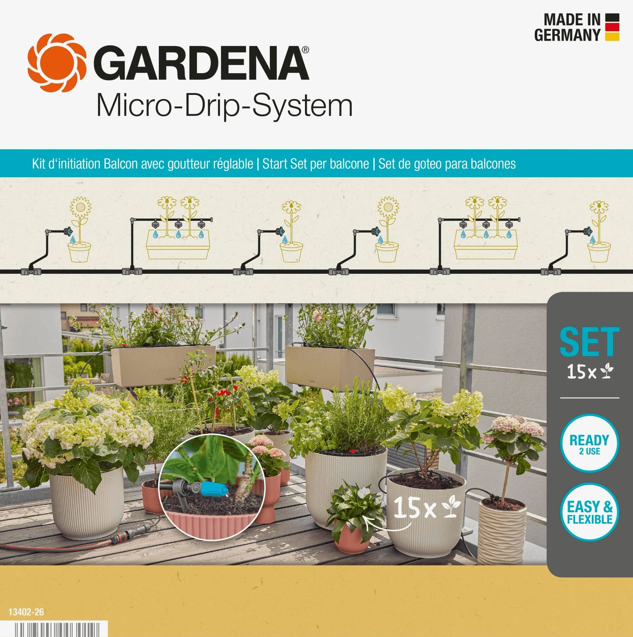 Kit d'arrosage goutte-à-goutte pour balcon 15 plantes GARDENA - Imagen 4