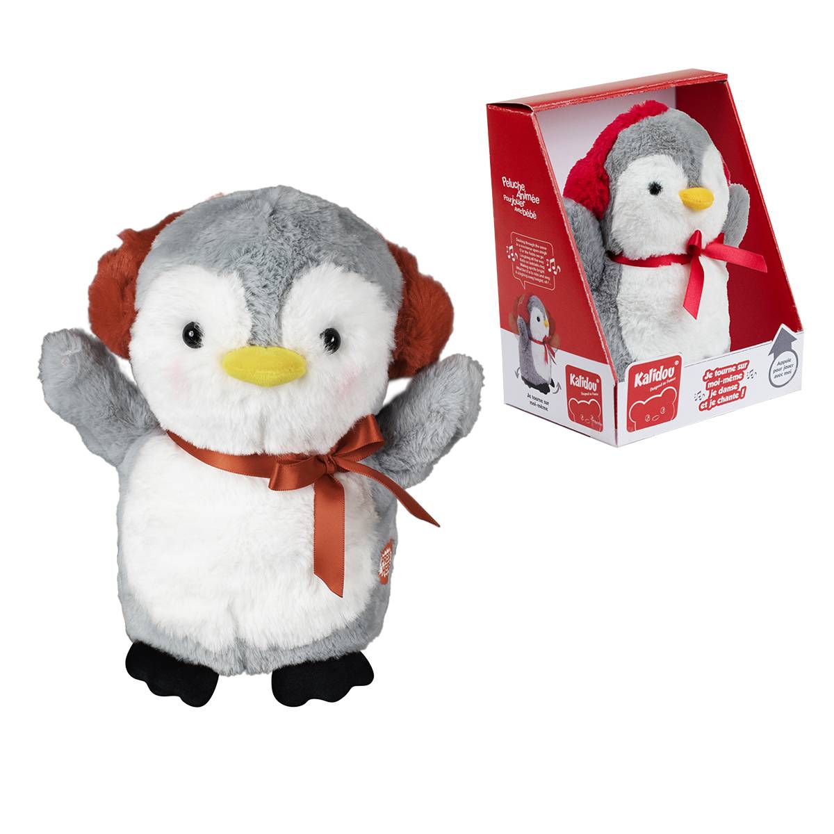 Peluche pingouin musical animé