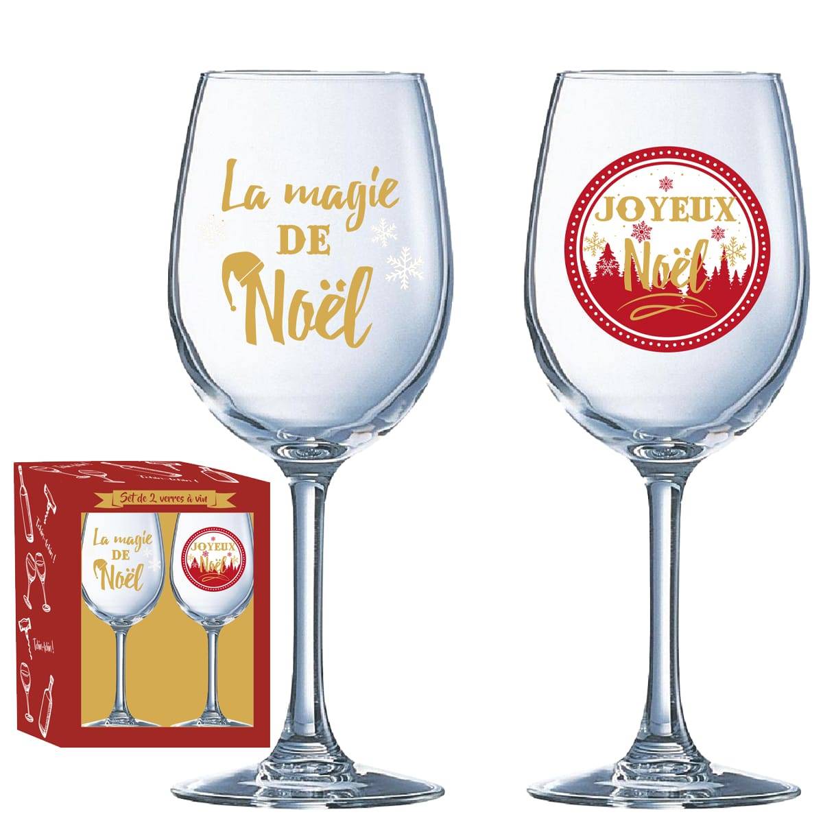 Coffret 2 verres à vin Magie de Noel