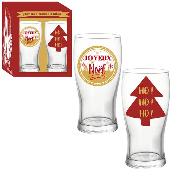 Coffret 2 verres à bière Joyeux Noël - Déco Intemporelle