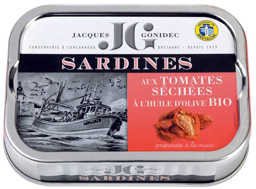 Jacques Gonidec - Sardines aux tomates séchées à l'huile d'olive bio 115 g - JG