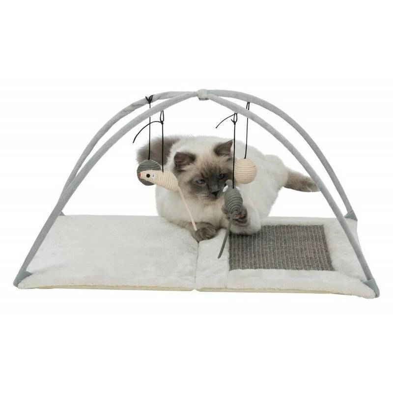 Alfombra rascador sisal/peluche gris/gris claro 60 × 33 × 42 cm - Imagen 1
