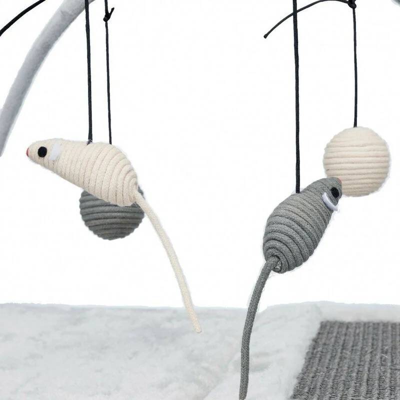 Alfombra rascador sisal/peluche gris/gris claro 60 × 33 × 42 cm - Imagen 3