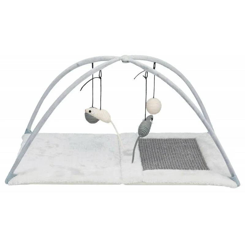 Alfombra rascador sisal/peluche gris/gris claro 60 × 33 × 42 cm - Imagen 2
