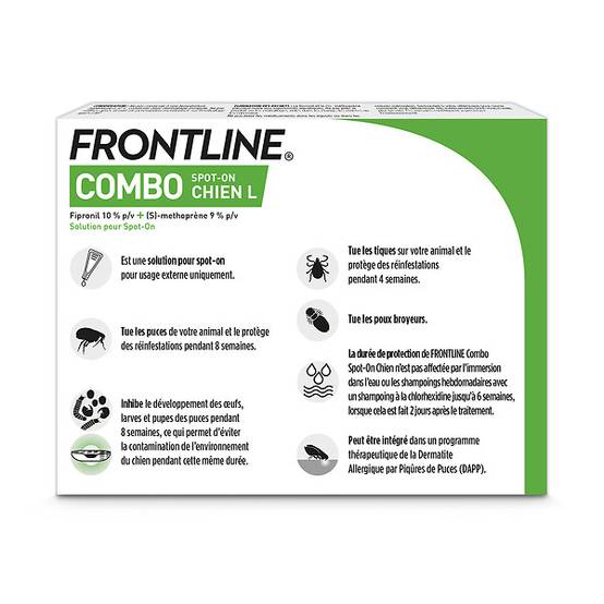 Elimination puces et tiques Frontline combo cn 20-40kg 6x2,68ml - FRONTLINE - Image 3
