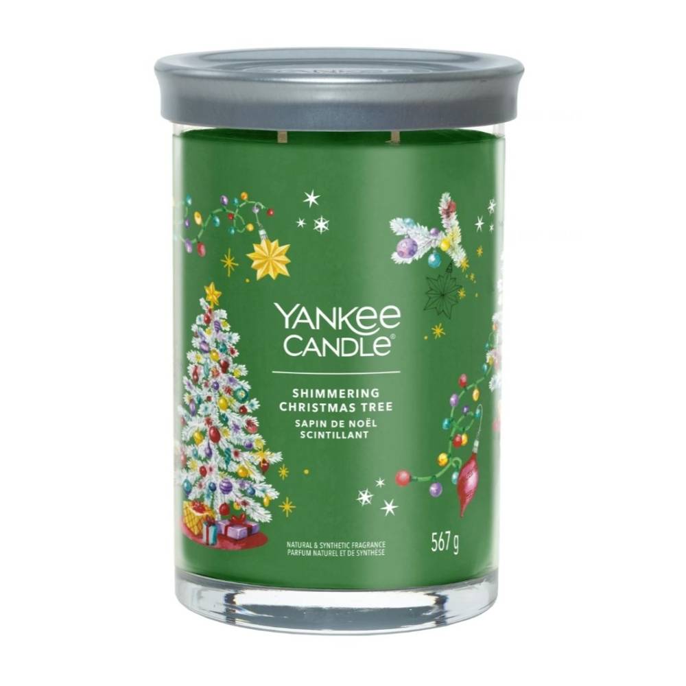 Bougie en cire vert sapin de Noël scintillant H.14.9 cm Ø9.9 cm - Yankee candle - Image 1