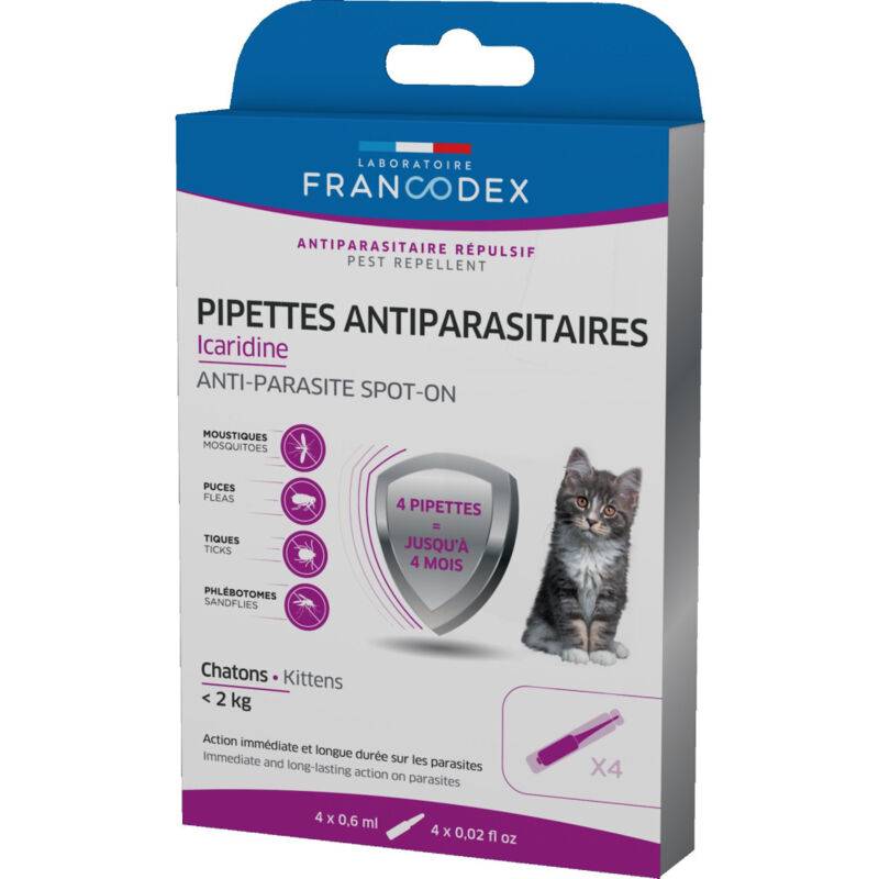 Francodex - Pipettes Antiparasitaires Icaridine Chaton - FRANCODEX