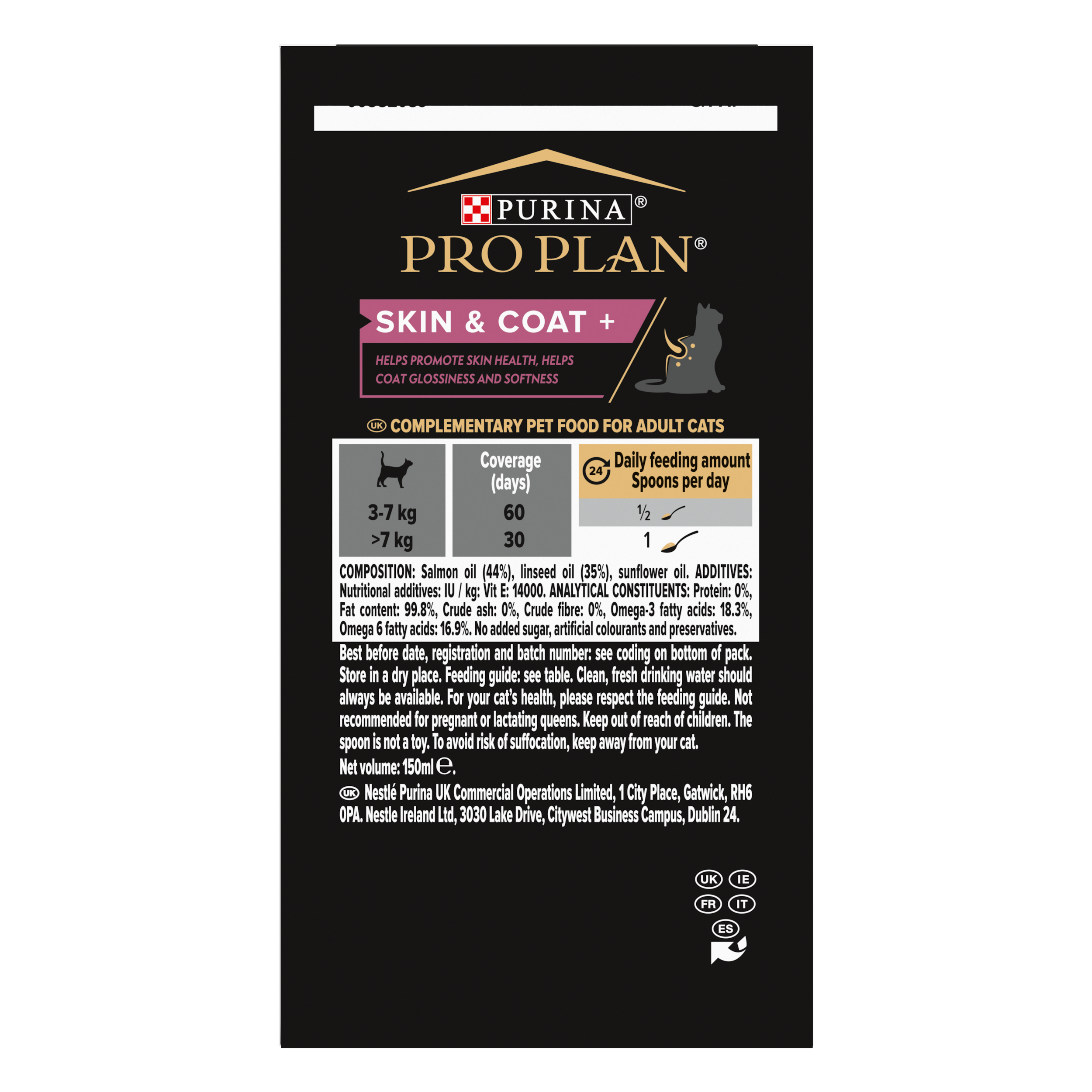 Purina Pro Plan - PRO PLAN Skin & Coat+ Chat Aliment complémentaire 150ml - Imagen 6