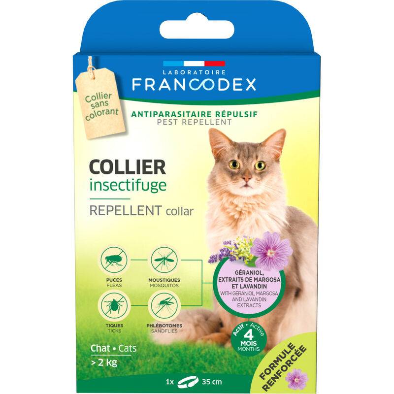 Collier insectifuge pour chats blanc L.35 cm formule renforcée - Francodex - Image 4