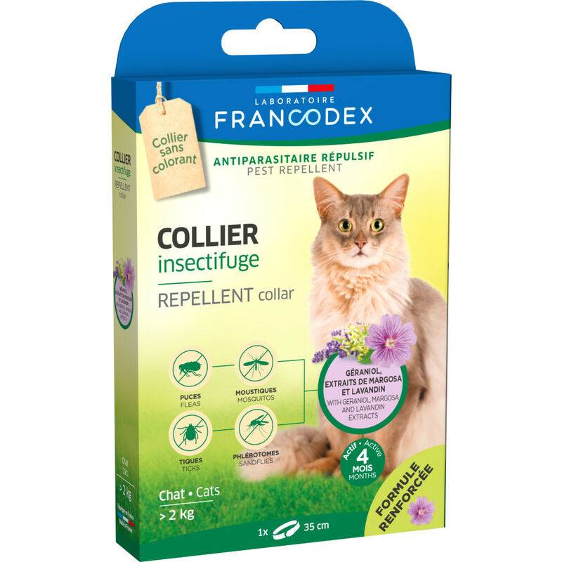 Collier insectifuge pour chats blanc L.35 cm formule renforcée - Francodex - Image 2