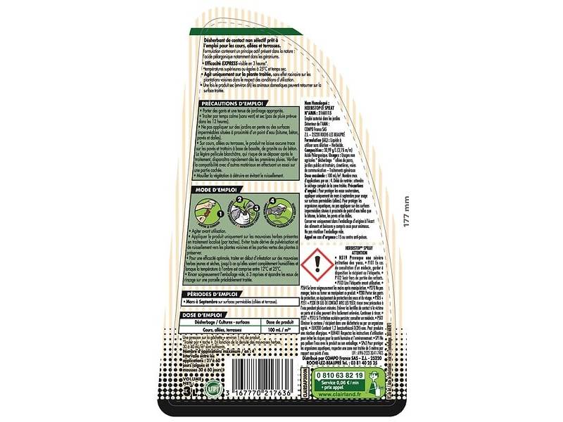Clairland Biocontrôle - Herbicida para caminos y terrazas listo para usar 3 L - Clairland Biocontrol - Imagen 2