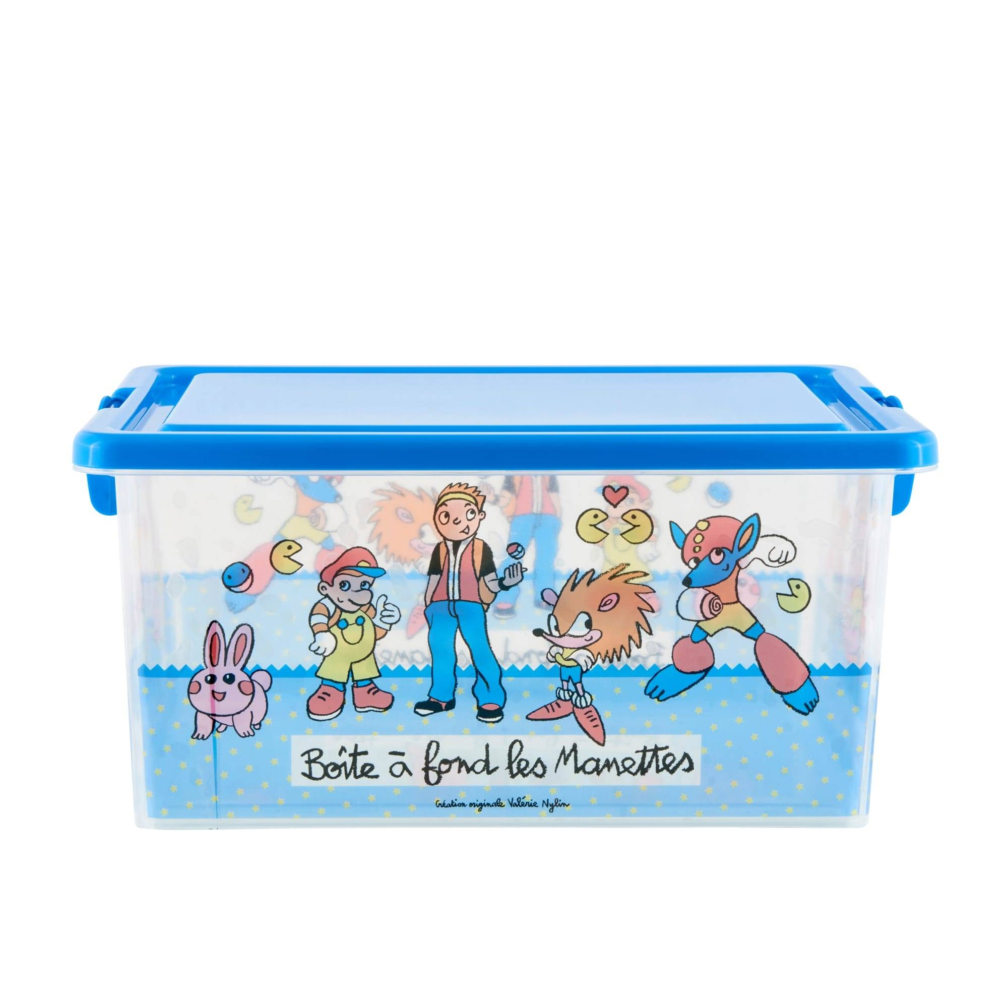 Boîte de rangement enfant plastique bleu L.39 cm l.29 cm H.20 cm Jeux - Derrière la porte