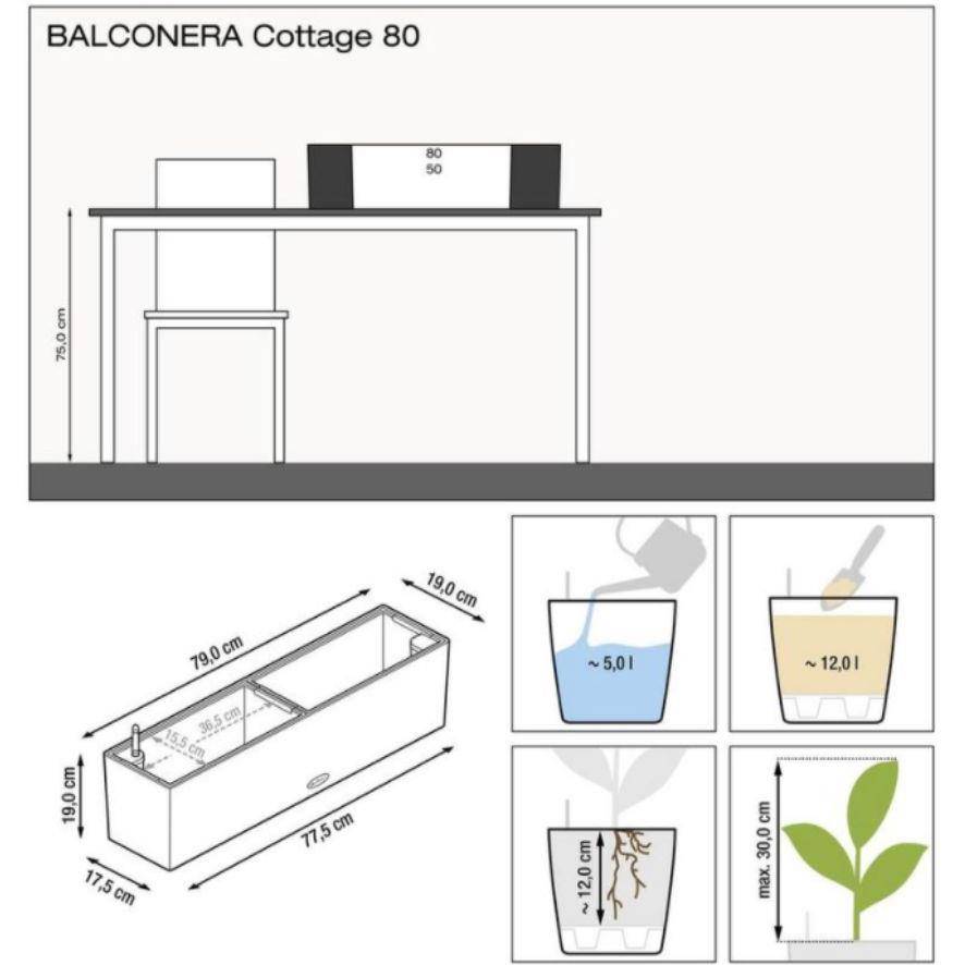 Jardinière Lechuza Balconera Cottage L80 H19 cm Graphit - Image 6