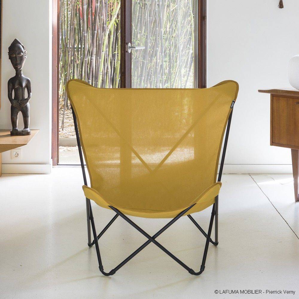 Lafuma-Mobilier - Fauteuil de jardin pliant acier curry Pop Up XL Lafuma Mobilier