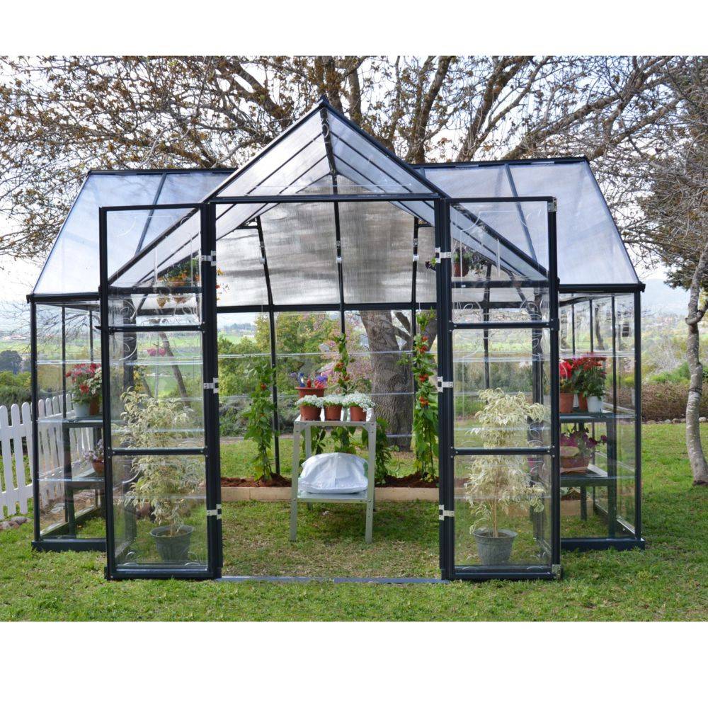 Canopia by Palram - Serre de jardin polycarbonate aluminium gris 11,1 m² Victory Orangery + embase - Canopia by Palram - Image 2