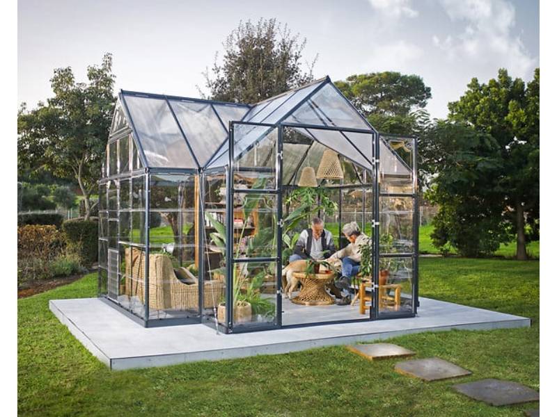 Canopia by Palram - Serre de jardin polycarbonate aluminium gris 11,1 m² Victory Orangery + embase - Canopia by Palram - Image 1