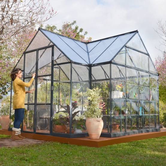 Canopia by Palram - Serre de jardin polycarbonate aluminium gris 11,1 m² Victory Orangery + embase - Canopia by Palram - Image 13