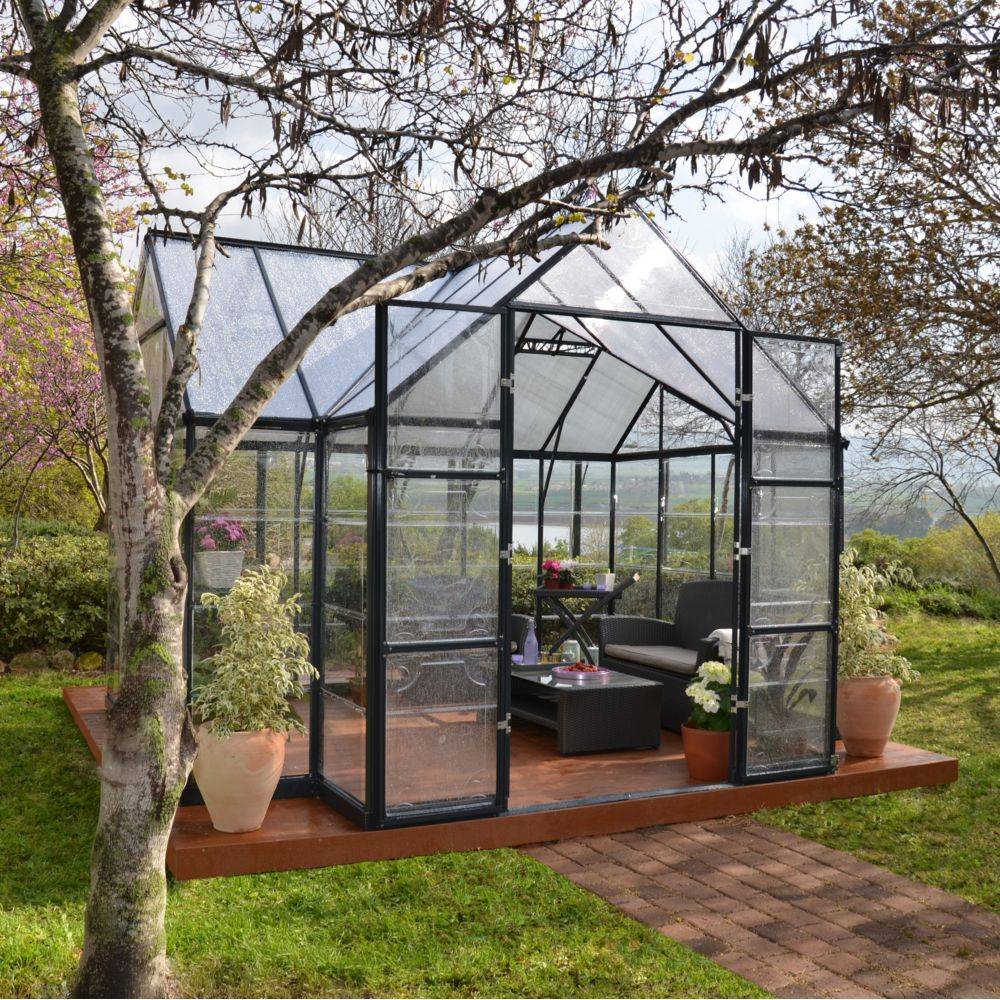Canopia by Palram - Serre de jardin polycarbonate aluminium gris 11,1 m² Victory Orangery + embase - Canopia by Palram - Image 12