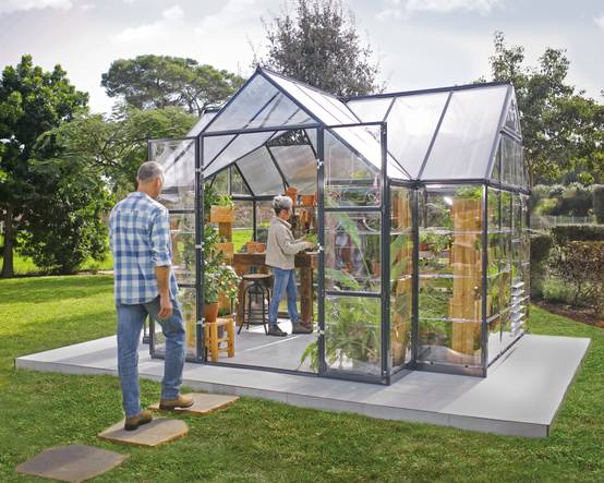 Canopia by Palram - Serre de jardin polycarbonate aluminium gris 11,1 m² Victory Orangery + embase - Canopia by Palram - Image 26