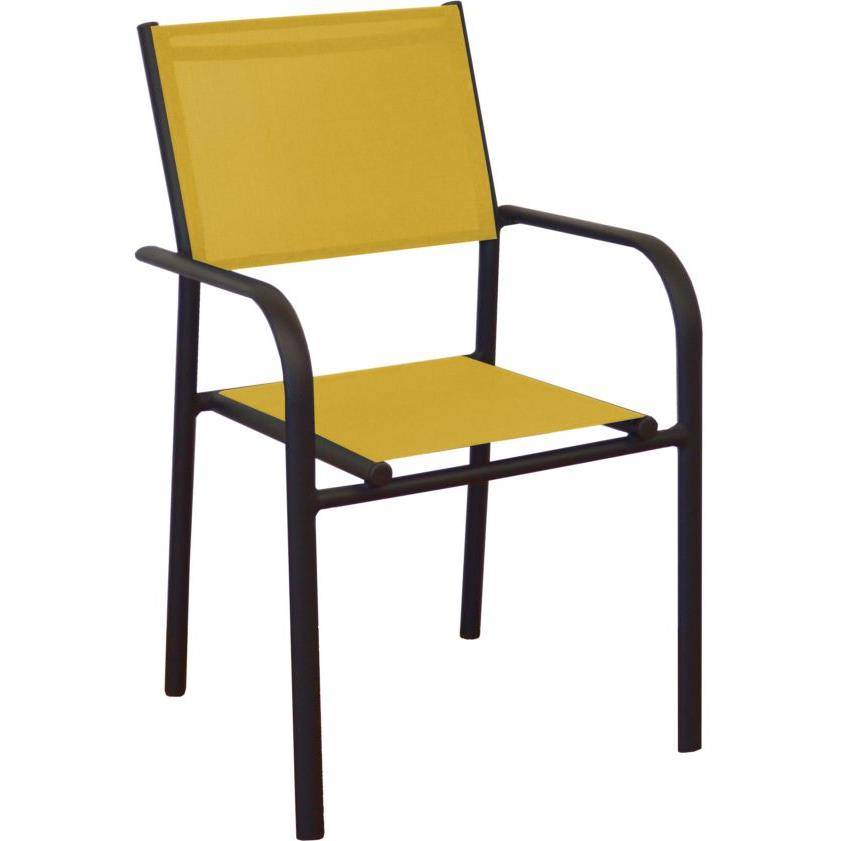 Fauteuil de jardin Aluminium Textilène Graphite Moutarde – DUCA
