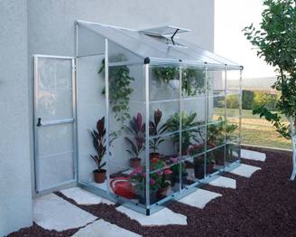 Canopia by Palram - Serre de jardin adossée polycarbonate aluminium brut 3 m² Lean to avec embase - Canopia by Palram