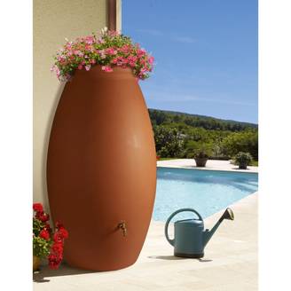 Belli - Récupérateur d'eau de pluie 500L + robinet, collecteur Jarre PE coloris terre cuite - BELLI