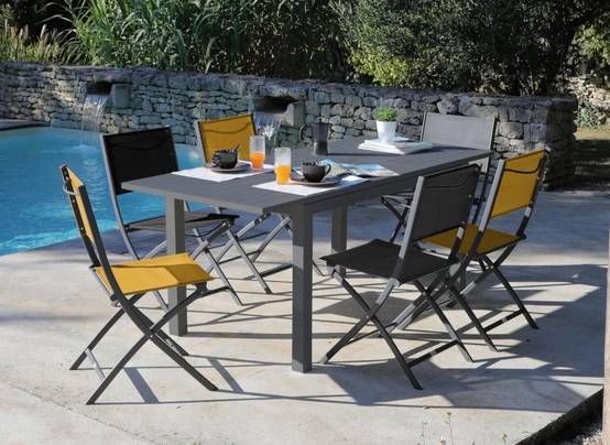 Table de jardin extensible GÊNES aluminium - 4 à 6 personnes - Imagen 4