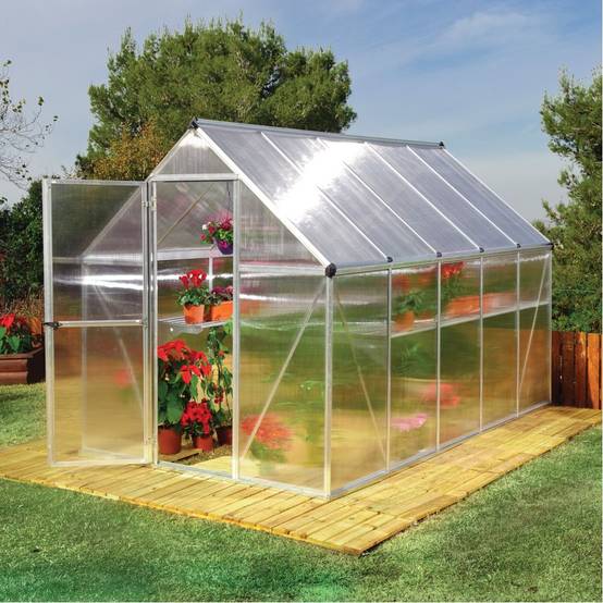 Canopia by Palram - Serre de jardin polycarbonate aluminium brut 5,7 m² Mythos avec embase - Canopia by Palram - Image 1