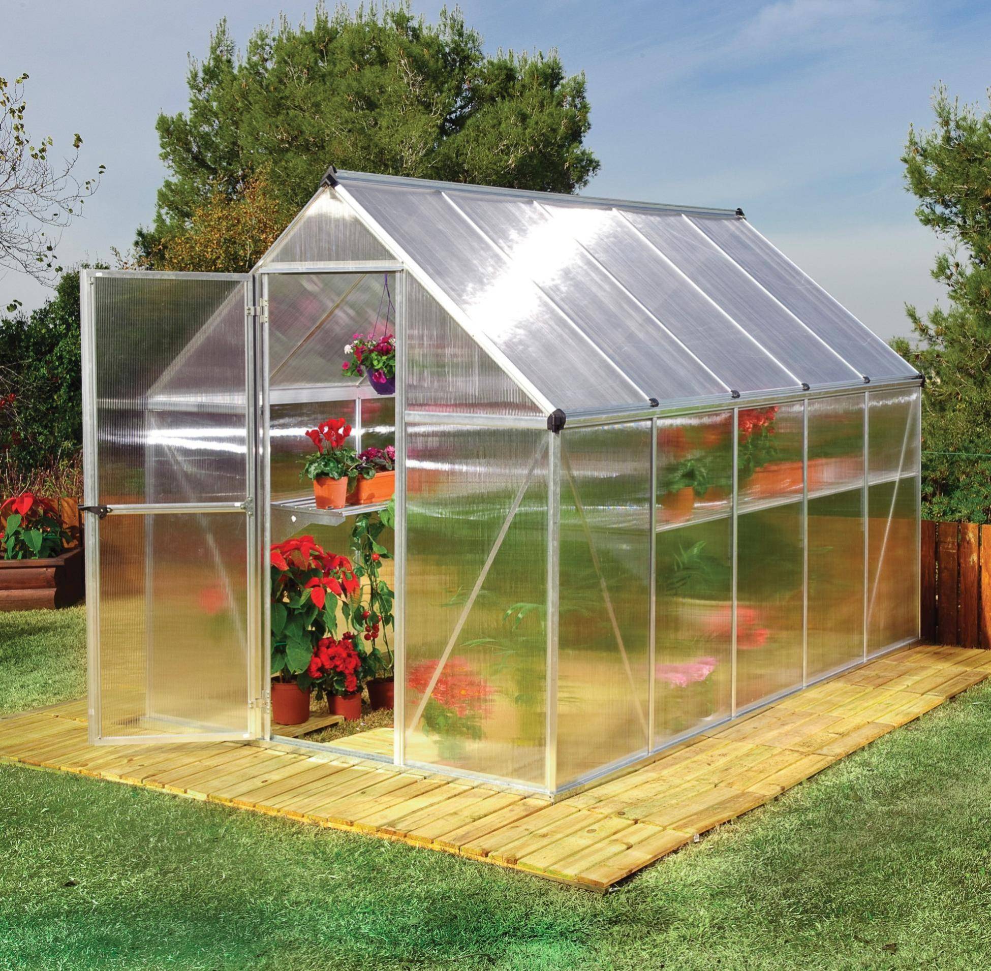 Canopia by Palram - Serre de jardin polycarbonate aluminium brut 5,7 m² Mythos avec embase - Canopia by Palram - Image 10