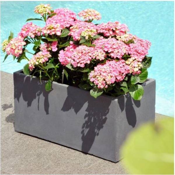 Bac à Fleurs en fibre de terre gris L60 H30 cm - Image 1