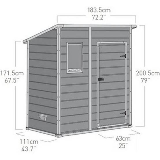 Abri de jardin résine gris monopente plancher 1,6m² Premium KETER - Imagen 5