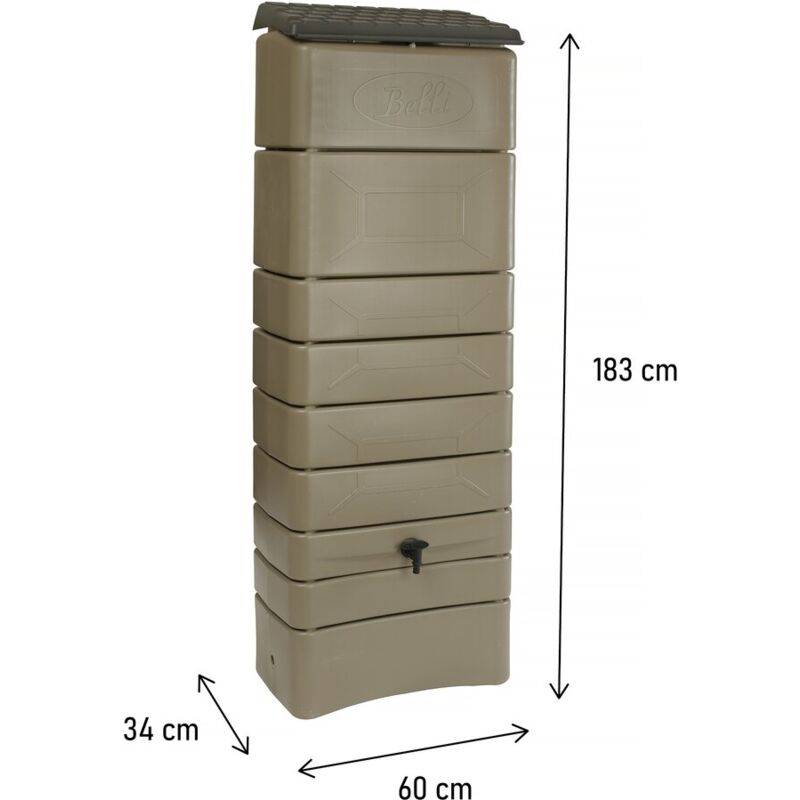 Belli - Récupérateur d'eau de pluie 300L mural couvercle et robinet inclus taupe - BELLI - Image 4