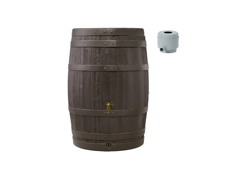 Garantia - Récupérateur d'eau de pluie 400L robinet et collecteur inclus imitation tonneau marron  - GARANTIA - Image 3