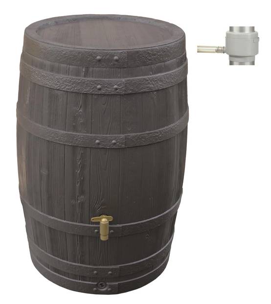 Garantia - Récupérateur d'eau de pluie 400L robinet et collecteur inclus imitation tonneau marron - GARANTIA - Image 7